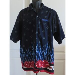 Las Vegas High Roller Novelty Shirt Dice Flames Cards Size Large Custom Apparel